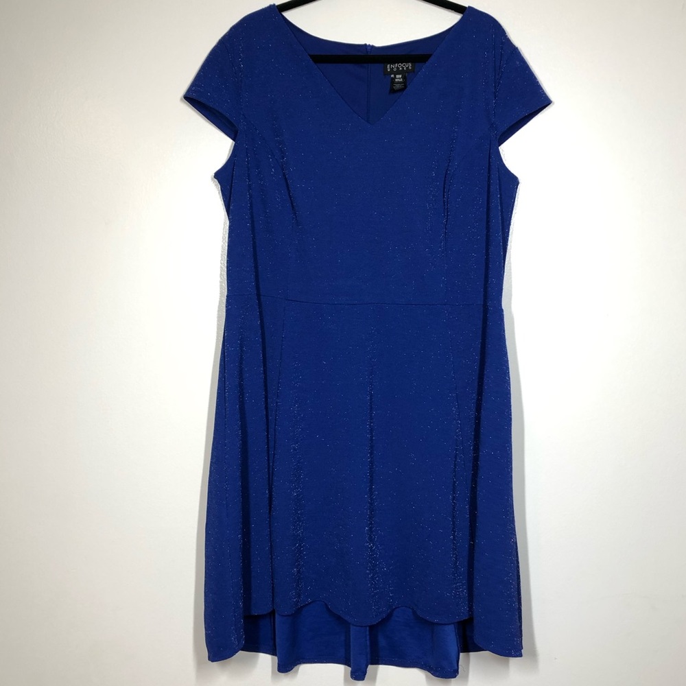 Enfocus Studio Sparkle Hi-Low Cap Sleeve Dress 18W